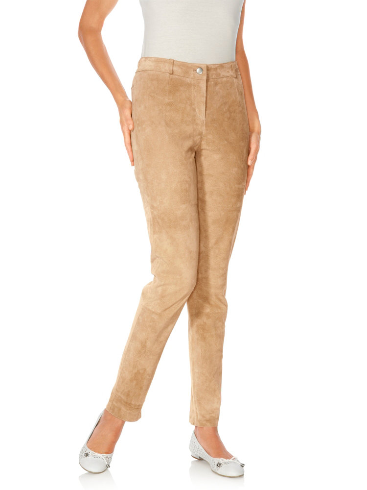 Pantalon en cuir velours tendance marron pour femme helline
